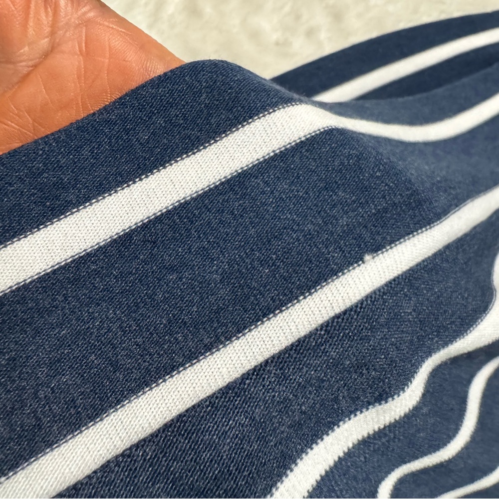 NWT- CHASER Navy Blue & White Nautical Striped Pullover Contrast Fabric Hoodie - Picture 8 of 12